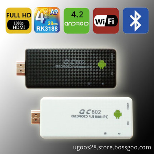 Hot Mini PC Andriod 4.2 2GB/16GB Quad Core Rk3188 TV Dongle +HDMI Output (TV) +3D Movie Play+Mobile Phone Dlna+1080P Xbmc+Somatic Game